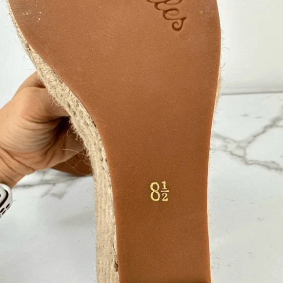 Seychelles Wedges Espadrille Sandals Suede Leather Size 8.5 Navy Blue Coastal Na - Picture 9 of 11